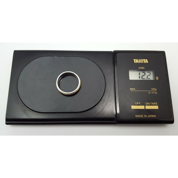 Elegant Solid Platinum & 18K Yellow Gold Designer Wedding Band Ring - Size 8.25 - Picture 11 of 11